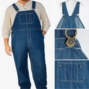 Boulder Creek Men's Big and Tall 70x38 Tall Denim Bib Overalls Blue 100% Cotton